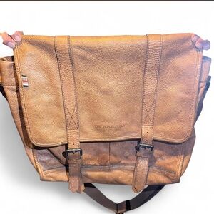Burberry Brown Pebbled Leather Messenger Bag